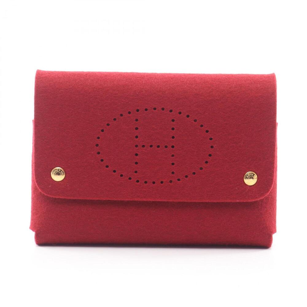 Hermes Etui Carte GM playing card case, handbag, pouch, felt, women's, red